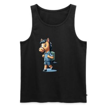 Cute Schoolboy Horse - Men's Premium Organic Tank Top - black - Front - Michal (187cm)