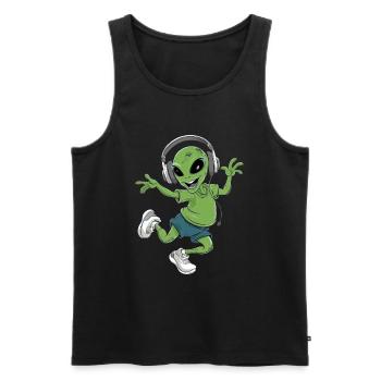 Alien with headphones - Men's Premium Organic Tank Top - black - Front - Michal (187cm)