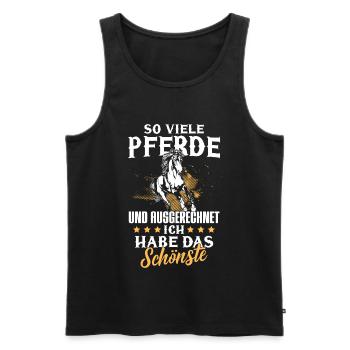 So viele Pferde und ich habe das Schönste - Männer Premium Bio Tank Top - Schwarz - Vorne - AI Model Male 178 light (178cm)