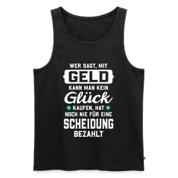 Wer sagt, mit Geld kann man kein Glück kaufen... - Männer Premium Bio Tank Top - Schwarz - Vorne - Michal (187cm)