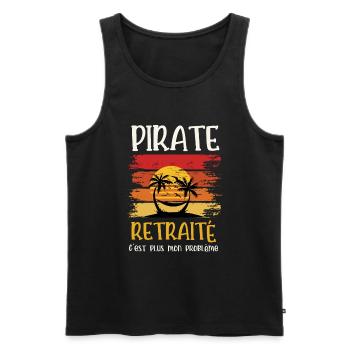 pirate retraité - Débardeur bio Premium Homme - noir - Devant - Michal (187cm)