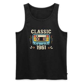 Vintage 1961 Retro Geburtstagskassette 1961 - Männer Premium Bio Tank Top - Schwarz - Vorne - Michal (187cm)