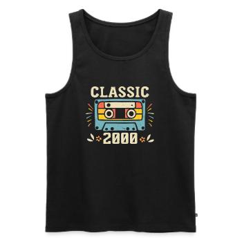 Vintage 2000 Cassette D'anniversaire Rétro 2000 - Débardeur bio Premium Homme - noir - Devant - Michal (187cm)
