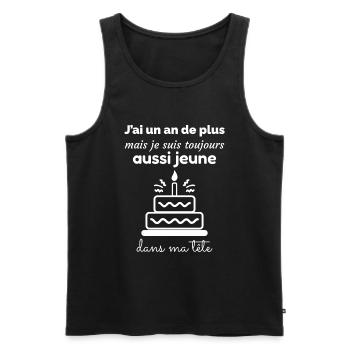 Cadeau d’anniversaire : un an de plus, jeune - Débardeur bio Premium Homme - noir - Devant - Michal (187cm)