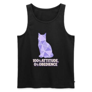 Chat géométrique – 100% Attitude - Débardeur bio Premium Homme - noir - Devant - AI Model Male 178 light (178cm)