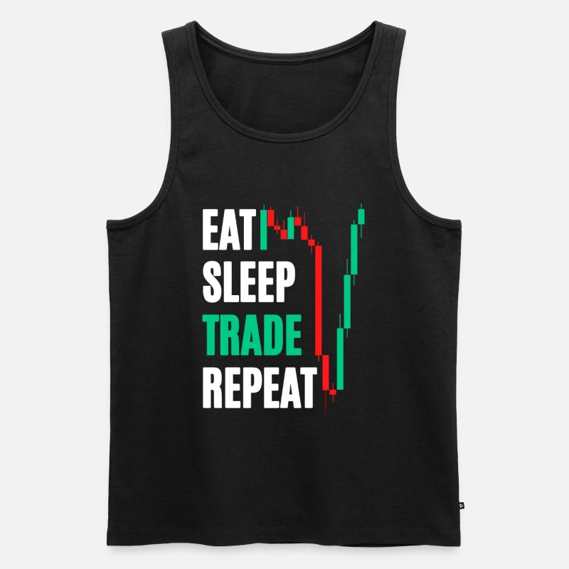 Eat Sleep Trade Repeat - Männer Premium Bio Tank Top - Schwarz