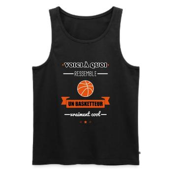 Basketteur vraiment cool,basket,basketball - Débardeur bio Premium Homme - noir - Devant - Michal (187cm)