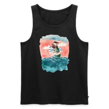 Sailor loves fish - Men's Premium Organic Tank Top - black - Front - Michal (187cm)
