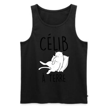 Célibataire Humour Chat Qui Dort - Débardeur bio Premium Homme - noir - Devant - Michal (187cm)