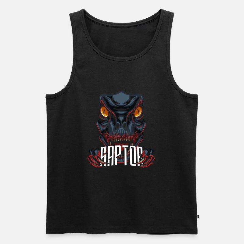 Dinosaurier Dino Raptor - Männer Premium Bio Tank Top - Schwarz