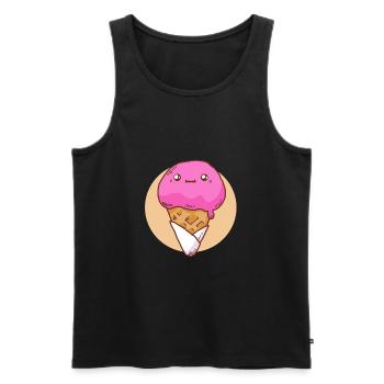 Soft ice cream Strawberry ice cream Sweet ice cream - Men's Premium Organic Tank Top - black - Front - AI Model Male 178 light (178cm)