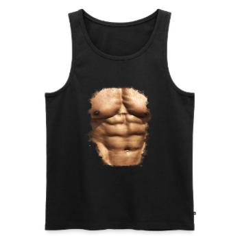 muscles 4 - Débardeur bio Premium Homme - noir - Devant - AI Model Male 178 light (178cm)