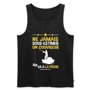 Couvreur cadeau drôle pêcheur - Débardeur bio Premium Homme - noir - Devant - Michal (187cm)