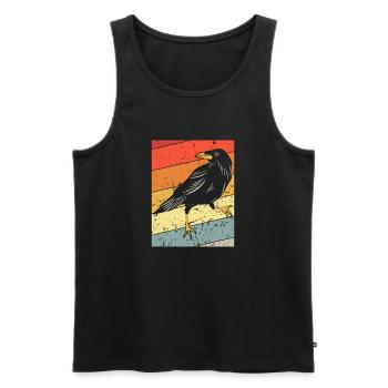 Crow raven retro vintage distressed - Men's Premium Organic Tank Top - black - Front - Michal (187cm)