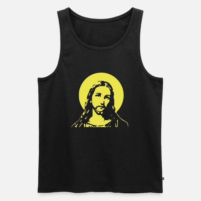 jesus Mond - Männer Premium Bio Tank Top - Schwarz