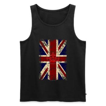 Union Jack - Look d'occasion - Édition Vintage - Débardeur bio Premium Homme - noir - Devant - AI Model Male 178 light (178cm)