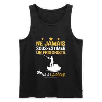 Frigoriste cadeau drôle pêcheur métier pêche - Débardeur bio Premium Homme - noir - Devant - Michal (187cm)