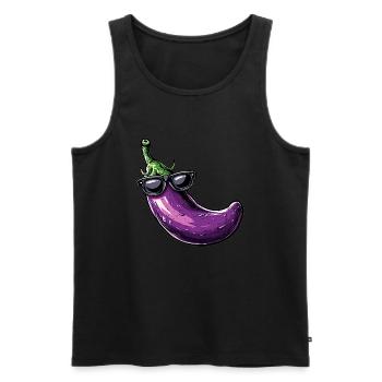 Eggplant with sunglasses - Men's Premium Organic Tank Top - black - Front - Michal (187cm)