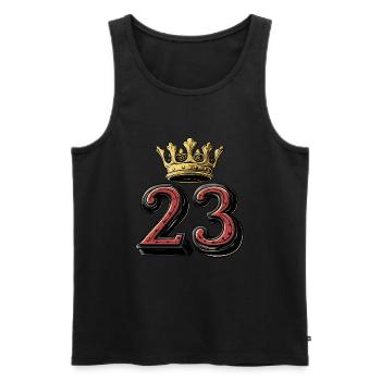 23 Zahl Krone - Männer Premium Bio Tank Top - Schwarz - Vorne - Michal (187cm)