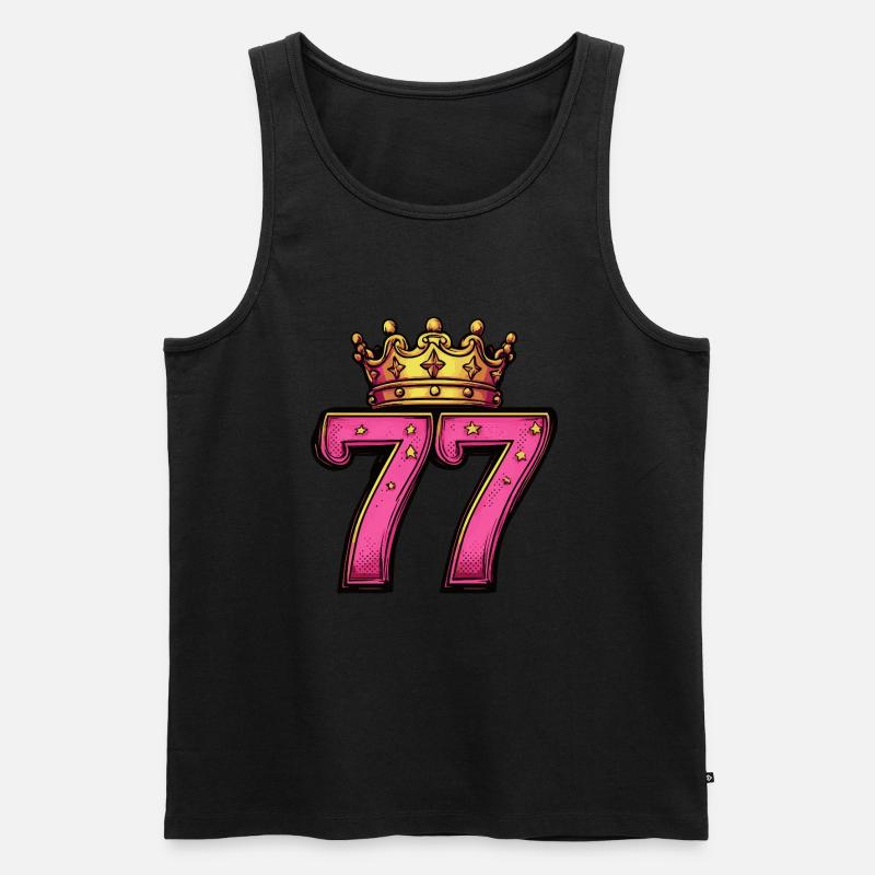 77 Zahl Krone - Männer Premium Bio Tank Top - Schwarz
