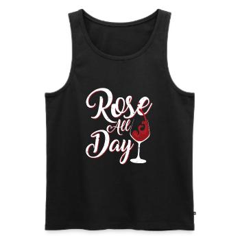 Rose All Day - Funny Drink Wine Lover T-Shirt - Männer Premium Bio Tank Top - Schwarz - Vorne - AI Model Male 178 light (178cm)