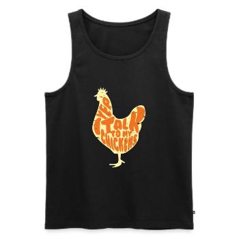 Je parle à mes poules t-shirts Aime les poules à la ferme - Débardeur bio Premium Homme - noir - Devant - AI Model Male 178 light (178cm)