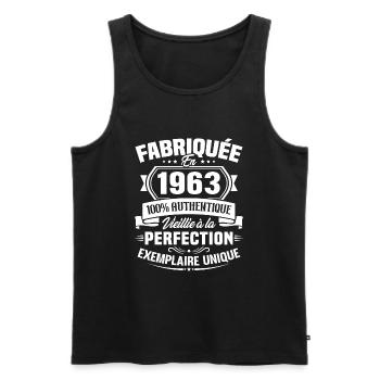 Fabriquée en 1963 - Cadeau d'anniversaire 60 ans - Débardeur bio Premium Homme - noir - Devant - Michal (187cm)
