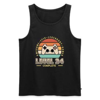 Level 24 years old - Men's Premium Organic Tank Top - black - Front - AI Model Male 178 light (178cm)