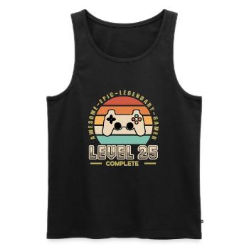 Level 25 years old - Men's Premium Organic Tank Top - black - Front - Michal (187cm)