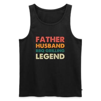 Father Husband BBQ Grilling Legend - Men's Premium Organic Tank Top - black - Front - Michal (187cm)
