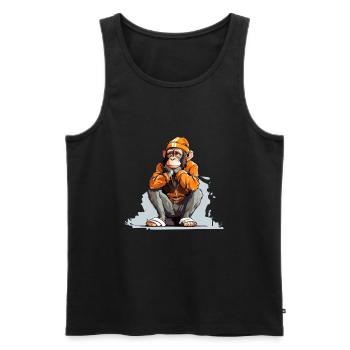 Streetart Affe Urban Rap Street Affe - Männer Premium Bio Tank Top - Schwarz - Vorne - Michal (187cm)