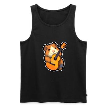 Meerschweinchen mit Gitarre - Männer Premium Bio Tank Top - Schwarz - Vorne - Michal (187cm)