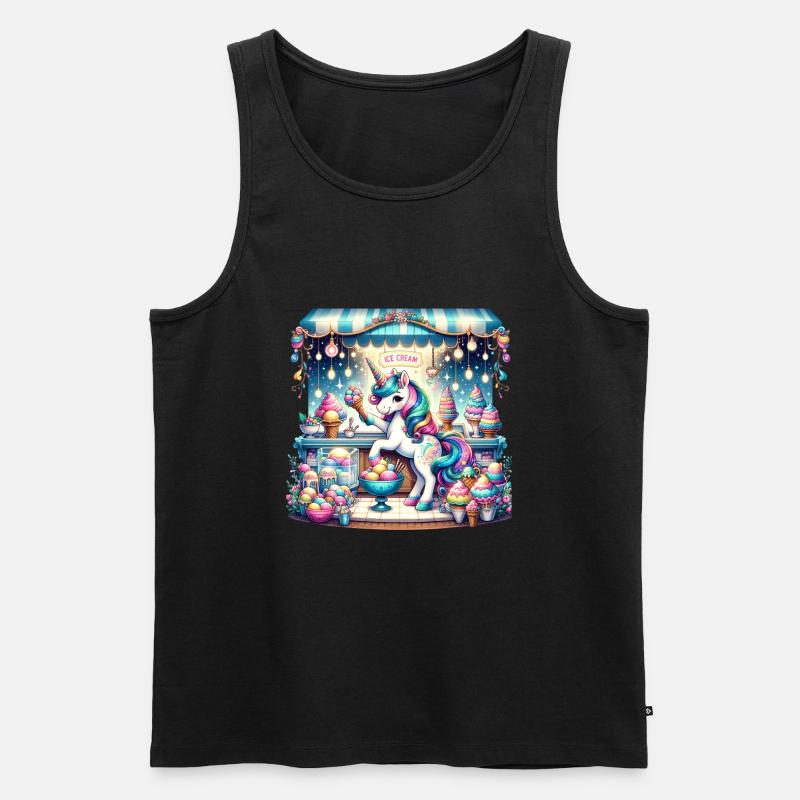 Einhorn-Eiscreme-Verkäufer - Männer Premium Bio Tank Top - Schwarz