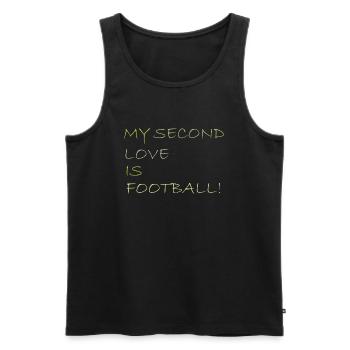 MY SECOND LOVE is football - Men's Premium Organic Tank Top - black - Front - AI Model Male 178 light (178cm)