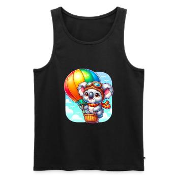 Koala fliegt im Heißluftballon für Koala Fan - Männer Premium Bio Tank Top - Schwarz - Vorne - Michal (187cm)