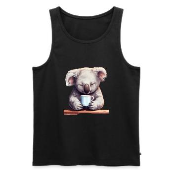 Niedlicher Koala Entspanntes Tier Kaffeebecher - Männer Premium Bio Tank Top - Schwarz - Vorne - Michal (187cm)