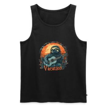Tropische Faultier-Gitarren-Urlaub Sunset Beach - Männer Premium Bio Tank Top - Schwarz - Vorne - Michal (187cm)