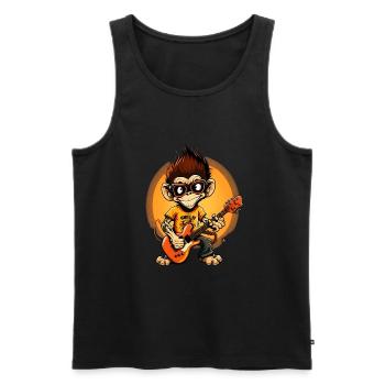 Affe Schimpanse spielt Acousitc Rock Gitarre - Männer Premium Bio Tank Top - Schwarz - Vorne - Michal (187cm)