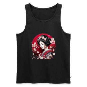 Geisha Kunst Japanische Kultur Floraler Kimono - Männer Premium Bio Tank Top - Schwarz - Vorne - Michal (187cm)
