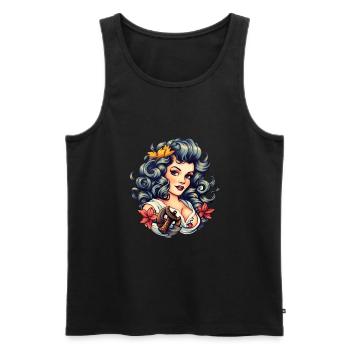 Nautisches Mädchen Seemann Vintage - Männer Premium Bio Tank Top - Schwarz - Vorne - AI Model Male 178 light (178cm)