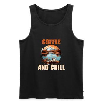 Kaffee und Chill Vintage Berg Natur-Szene - Männer Premium Bio Tank Top - Schwarz - Vorne - AI Model Male 178 light (178cm)