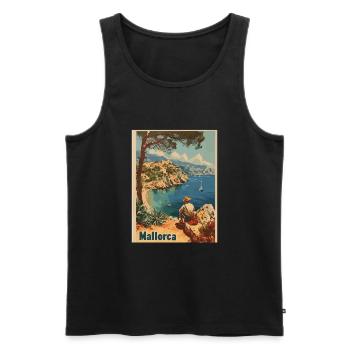 Vintage Mallorca Reise Spanien Insel - Männer Premium Bio Tank Top - Schwarz - Vorne - Michal (187cm)