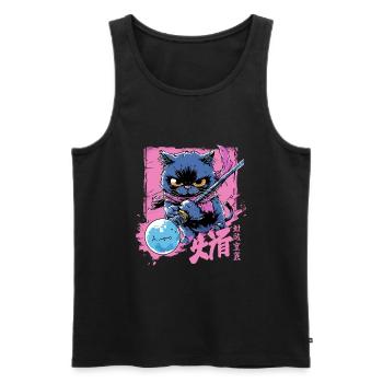 Japanische Katze Samurai Style für Katzen Fans - Männer Premium Bio Tank Top - Schwarz - Vorne - AI Model Male 178 light (178cm)
