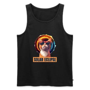 Sonnenfinsternis Katze - Männer Premium Bio Tank Top - Schwarz - Vorne - Michal (187cm)