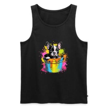 Boston Terrier Niedlicher Hund Farbeimer - Männer Premium Bio Tank Top - Schwarz - Vorne - Michal (187cm)