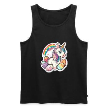 Einhorn Ostern für Kinder Regenbogen und Eier für - Männer Premium Bio Tank Top - Schwarz - Vorne - Michal (187cm)