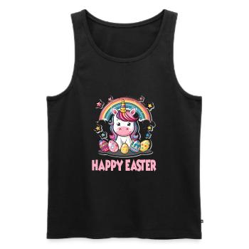 Einhorn Ostern für Kinder Regenbogen und Eier für - Männer Premium Bio Tank Top - Schwarz - Vorne - Michal (187cm)