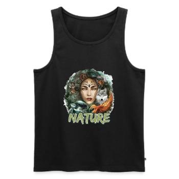 Natur Wolf Eule Schildkröte Frau für - Männer Premium Bio Tank Top - Schwarz - Vorne - Michal (187cm)