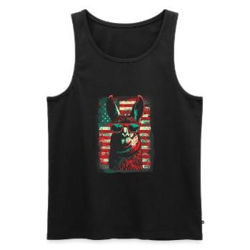 Coole Amerika Llama Sonnenbrille Patriotisch - Männer Premium Bio Tank Top - Schwarz - Vorne - Michal (187cm)