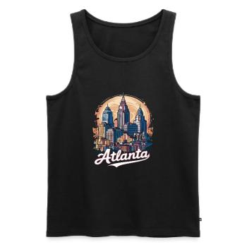 Atlanta Skyline Sonnenuntergang Stadtbild - Männer Premium Bio Tank Top - Schwarz - Vorne - Michal (187cm)